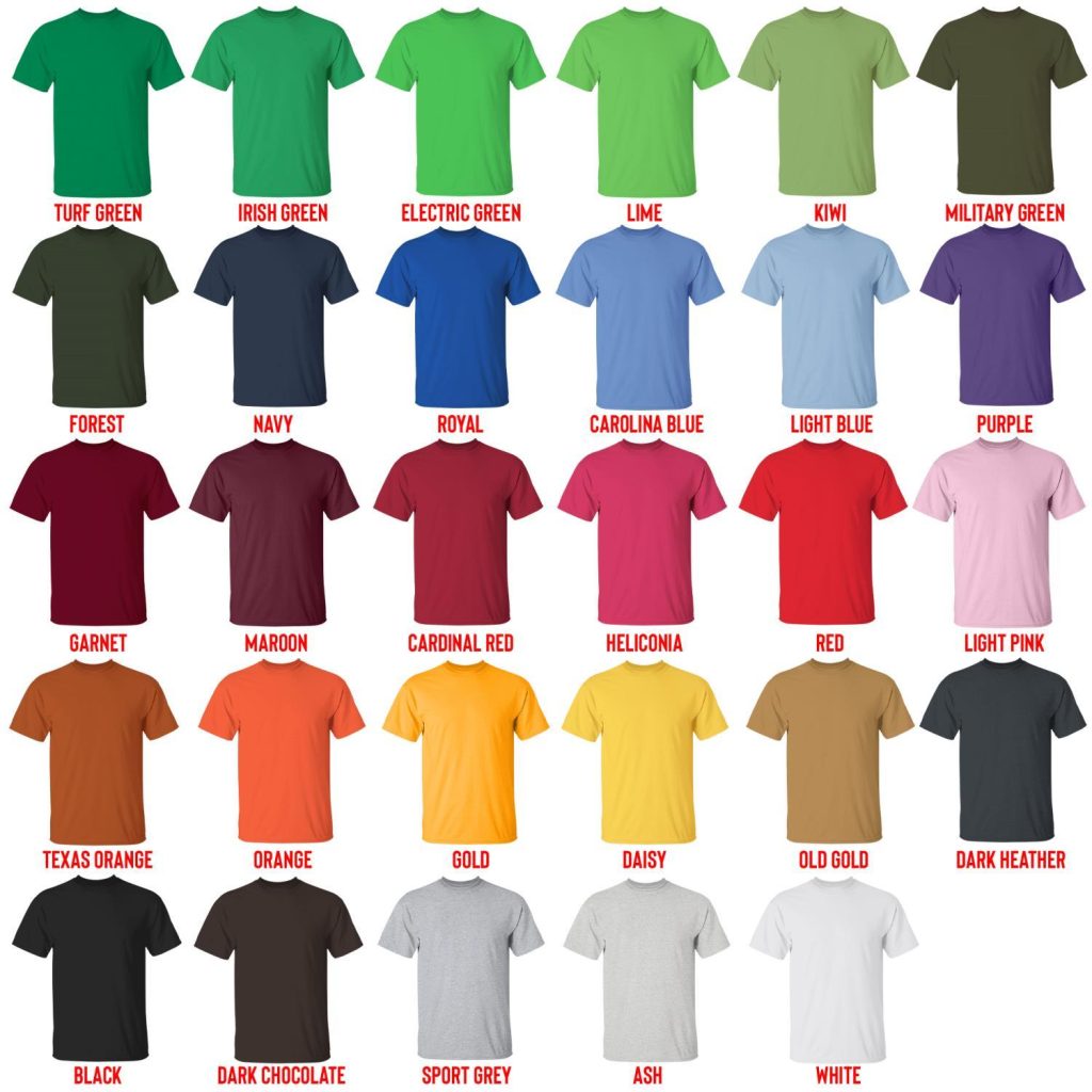 t shirt color chart - Radiohead Merchandise